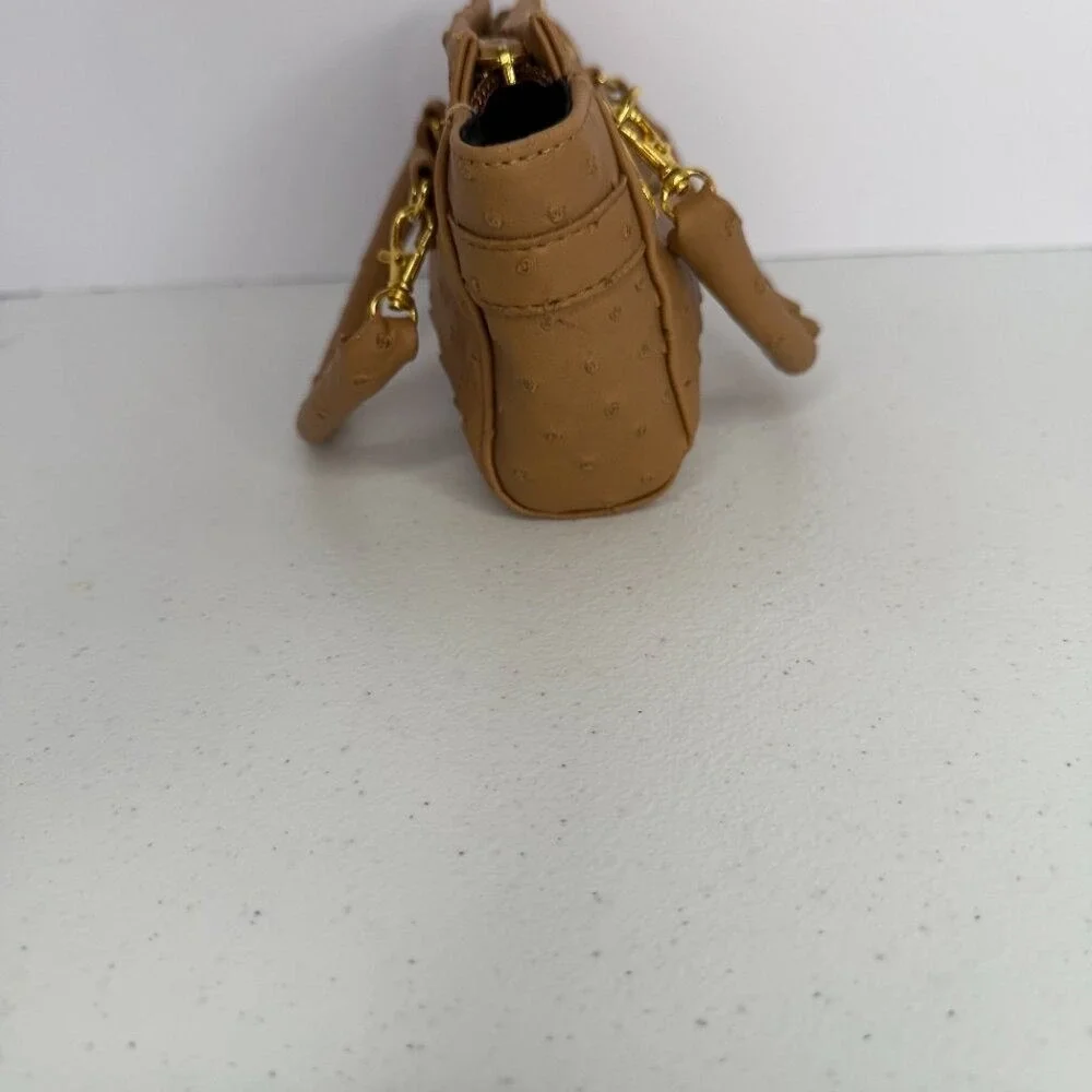 Lori Greiner Tan Mini Satchel‎ Purse with Gold Accents